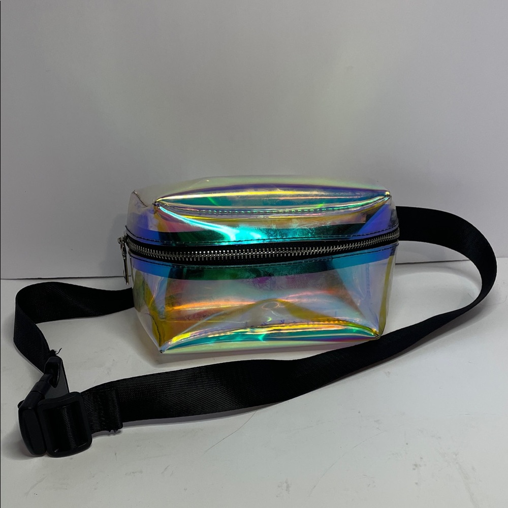 Holographic Fanny Pack with Black Strap